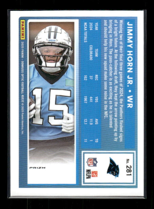 Jimmy Horn Jr. - 2025 Optic Football - Pink Prizm - Rated Rookie