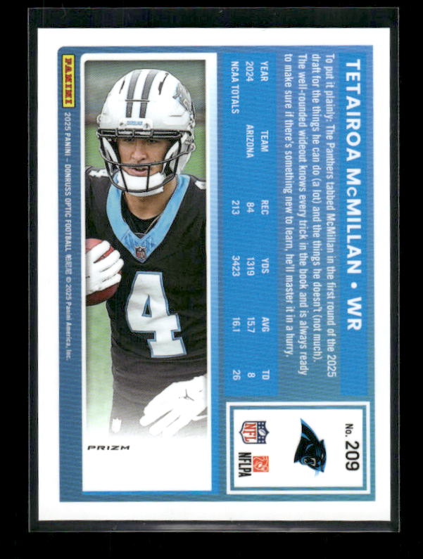 Tetairoa McMillan - 2025 Optic Football - Purple Shock - Rated Rookie