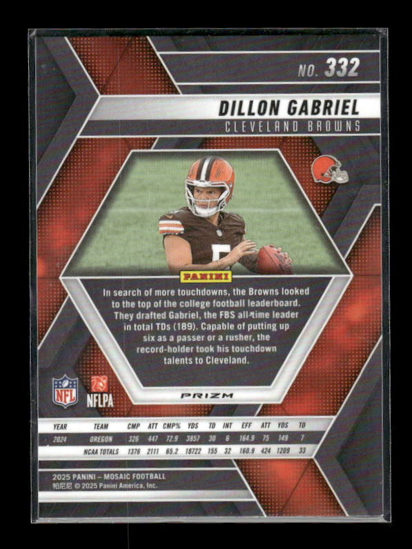 Dillon Gabriel - 2025 Mosaic Football - Red White Stripe - Rookie