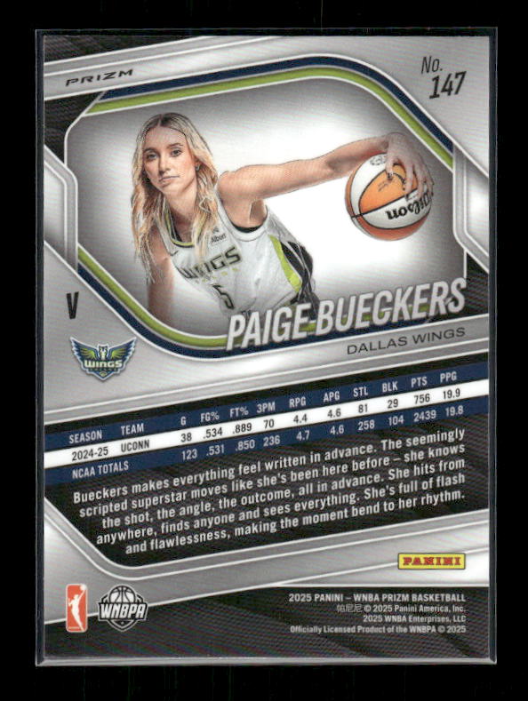 Paige Bueckers - 2025 Prizm WNBA - White Seismic - Rookie Variation
