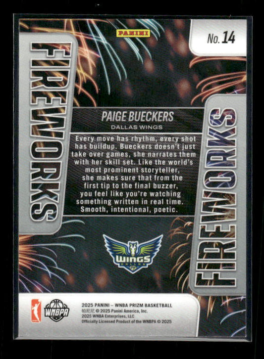 Paige Bueckers - 2025 Prizm WNBA - Fireworks - Rookie
