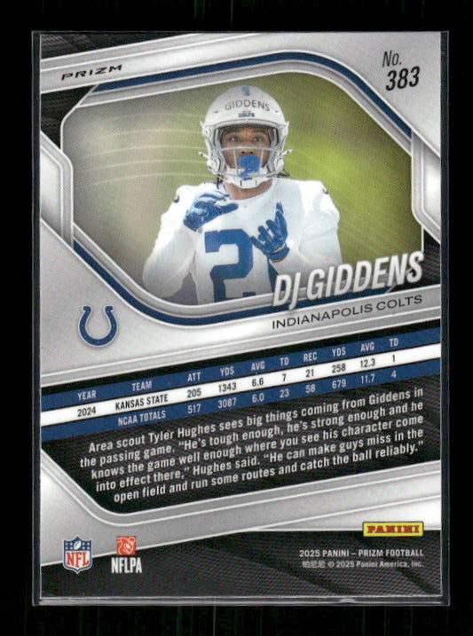 DJ Giddens - 2025 Prizm Football - White Disco - Rookie