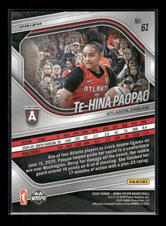 Te Hina Paopao - 2025 Prizm WNBA - Silver Prizm - Rookie