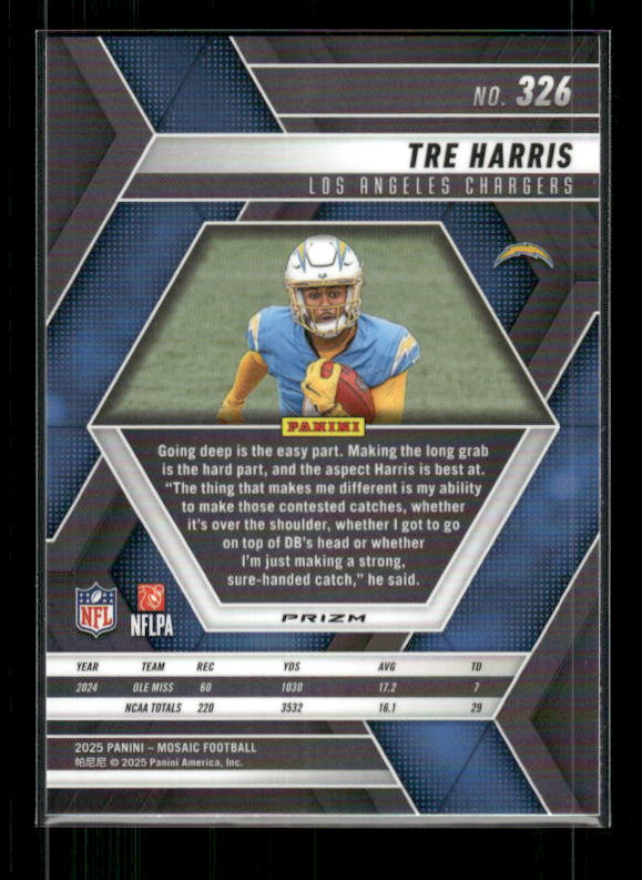 Tre Harris - 2025 Mosaic Football - Red White Stripe - Rookie
