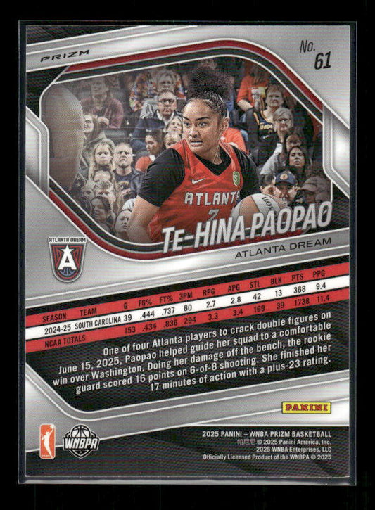 Te Hina Paopao - 2025 Prizm WNBA - White Seismic - Rookie
