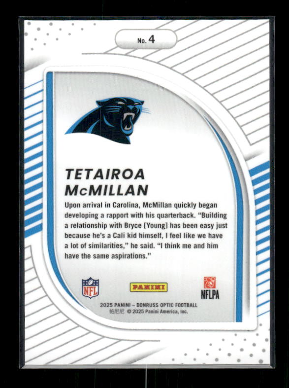 Tetairoa McMillan - 2025 Optic Football - Hidden Potential - Rookie