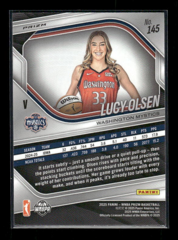 Lucy Olsen - 2025 Prizm WNBA - White Seismic - Rookie Variation
