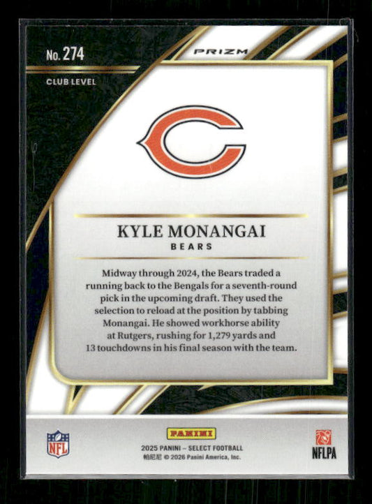 Kyle Monangai - 2025 Select Football - Club Level Green & Yellow Shock - Rookie