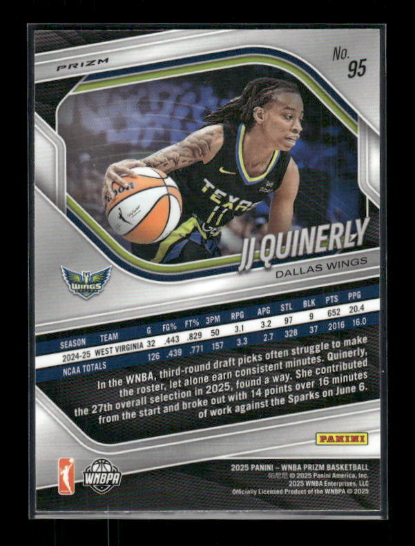 JJ Quinerly - 2025 Prizm WNBA - Silver Prizm - Rookie