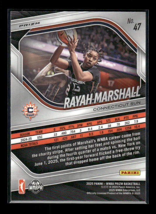 Rayah Marshall - 2025 Prizm WNBA - White Seismic - Rookie