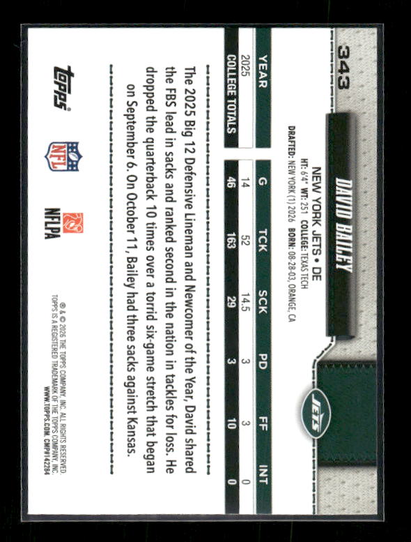 David Bailey - 2026 Flagship Football - Sandglitter - Rookie
