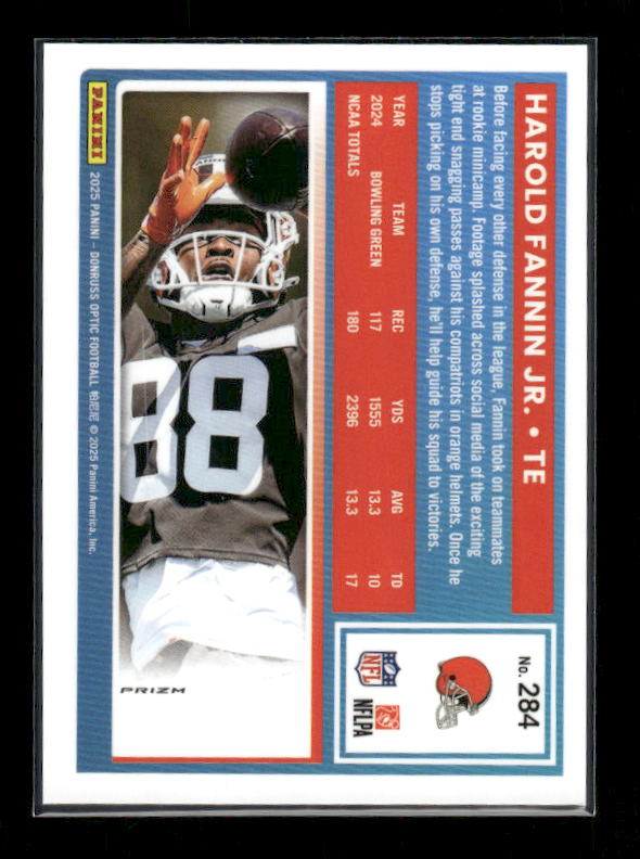 Harold Fannin Jr. - 2025 Optic Football - Purple Shock - Rated Rookie