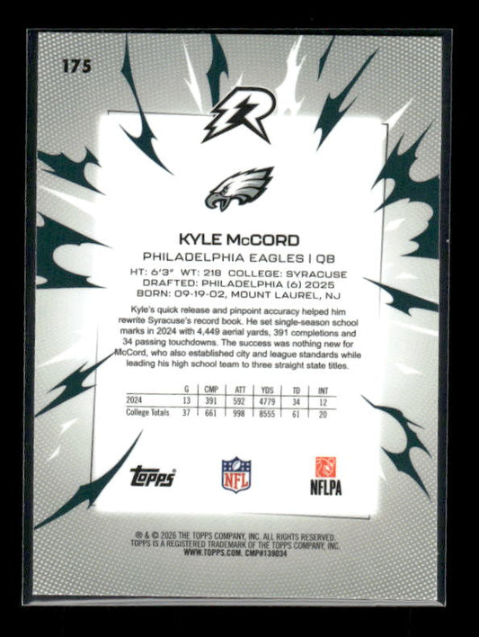 Kyle McCord - 2025 Resurgence Football - Sky Blue and Pink Shock - Rookie