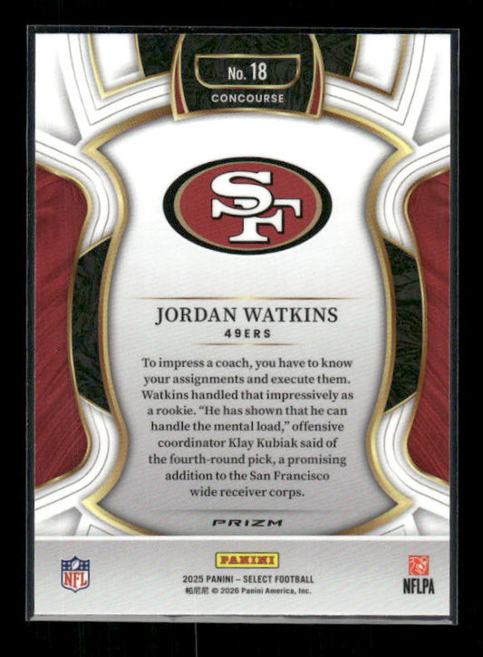 Jordan Watkins - 2025 Select Football - Black & Red Shock - Rookie