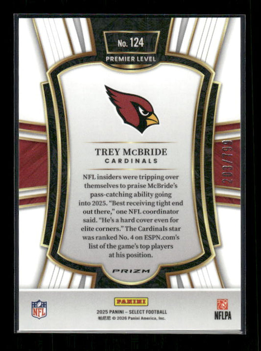Trey McBride - 2025 Select Football - Premier White Shock /799