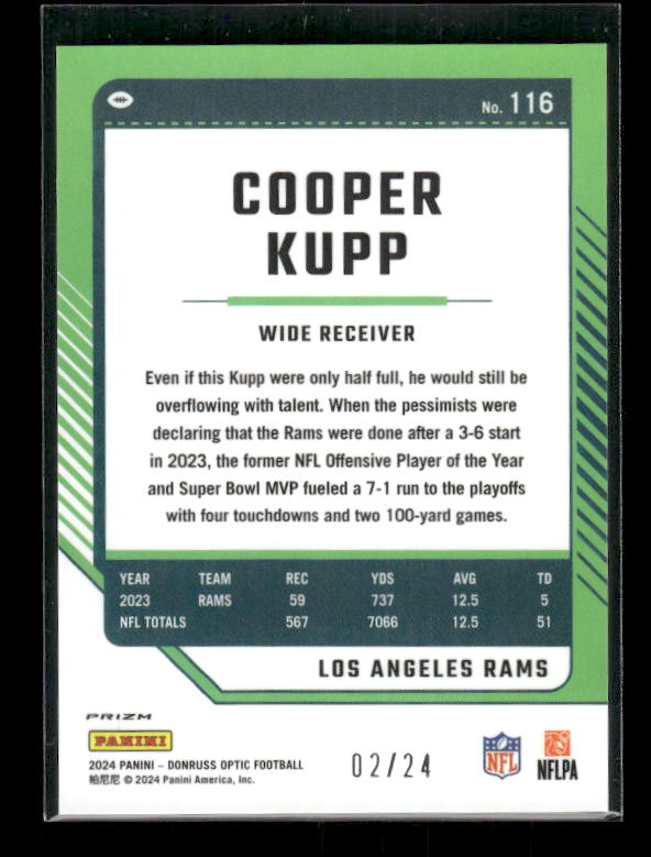 Cooper Kupp - 2024 Donruss Optic Football - Dragon Prizm /24