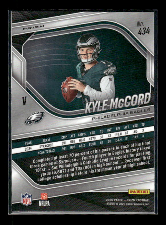 Kyle McCord - 2025 Prizm Football - Silver Prizm - Rookie Variation