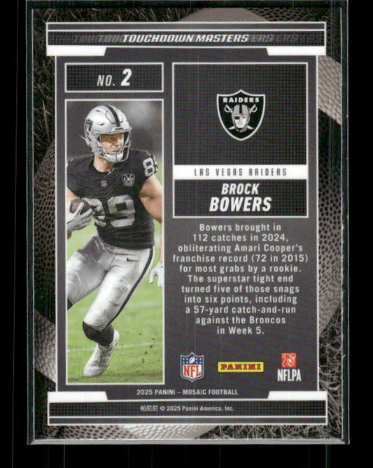 Brock Bowers - 2025 Mosaic Football - Mosaic Prizm Touchdown Masters