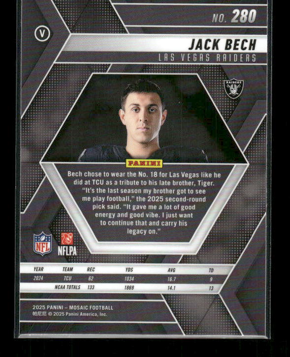 Jack Bech - 2025 Mosaic Football - Rookie Variation