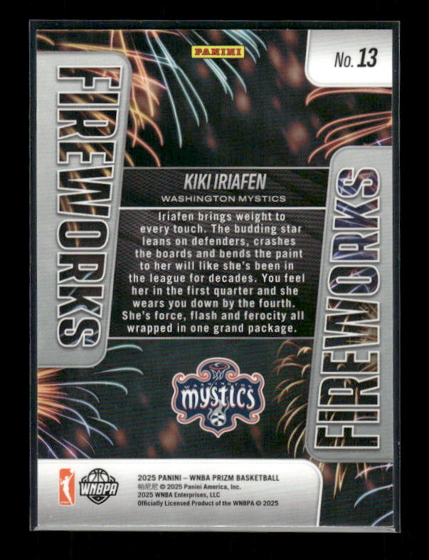Kiki Iriafen - 2025 Prizm WNBA - Fireworks - Rookie