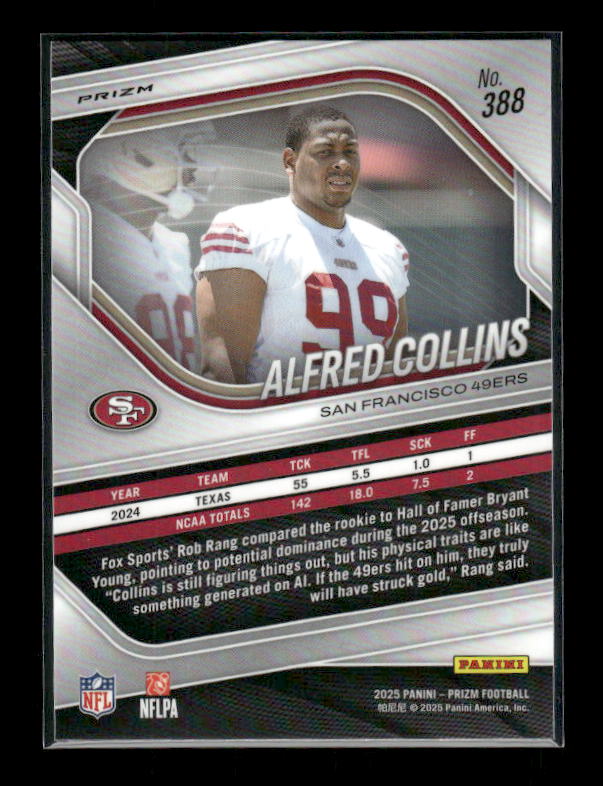 Alfred Collins - 2025 Prizm Football - White Disco - Rookie