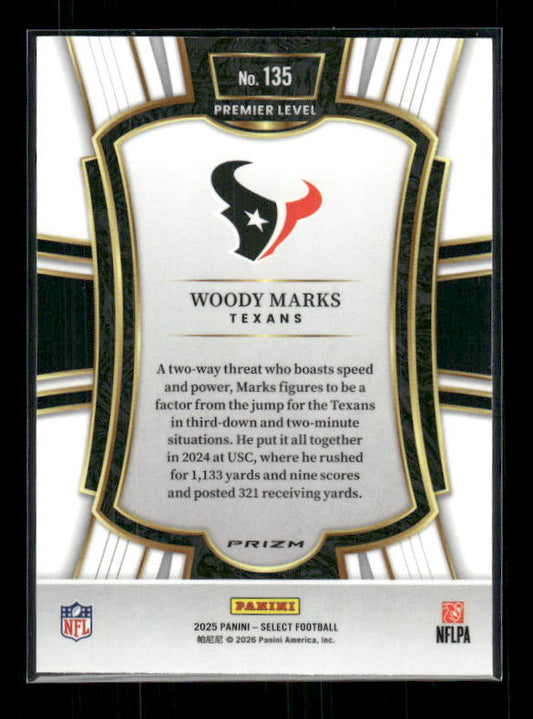 Woody Marks - 2025 Select Football - Premier Black & Red Shock - Rookie