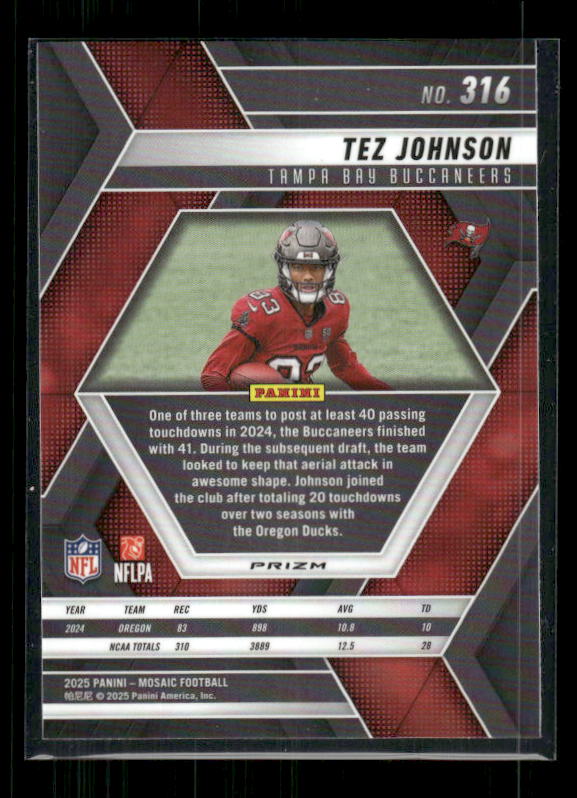 Tez Johnson - 2025 Mosaic Football - Red White Stripe - Rookie