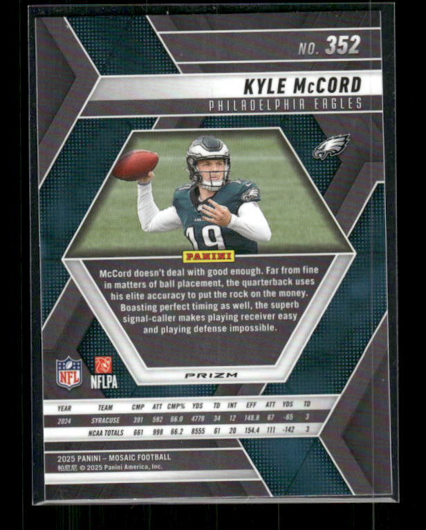 Kyle McCord - 2025 Mosaic Football - Red White Stripe - Rookie