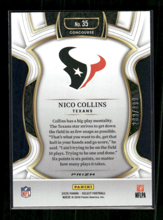 Nico Collins - 2025 Select Football - Copper Shock Prizm /899