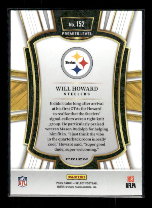 Will Howard - 2025 Select Football - Premier Black & Red Shock - Rookie
