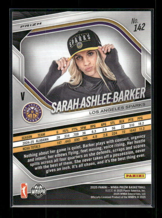Sarah Ashlee Barker - 2025 Prizm WNBA - Orange Ice Prizm - Rookie Variation