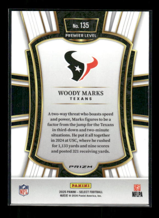 Woody Marks - 2025 Select Football - Premier Black & Red Shock - Rookie