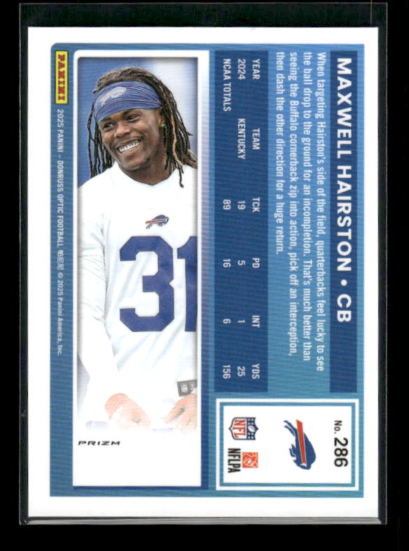 Maxwell Hairston - 2025 Optic Football - Purple Shock - Rated Rookie
