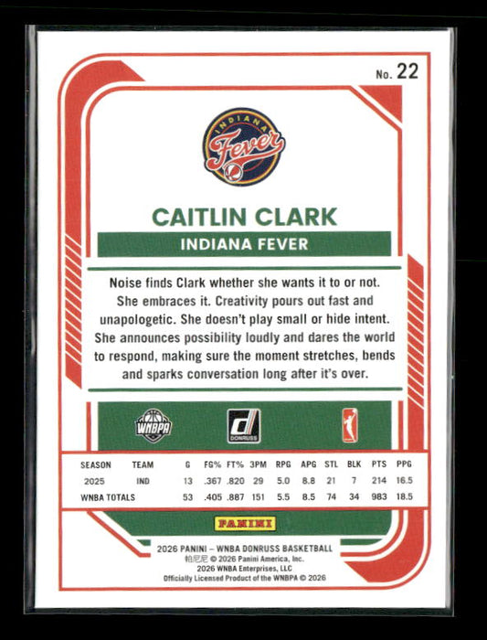 Caitlin Clark - 2026 Donruss WNBA - Green Shimmer