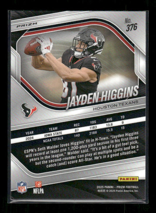 Jayden Higgins - 2025 Prizm Football - Red White & Blue Prizm - Rookie