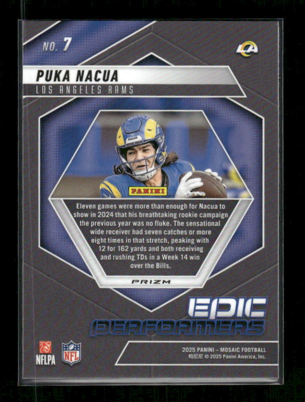 Puka Nacua - 2025 Mosaic Football - Orange Fluorescent Epic Performers
