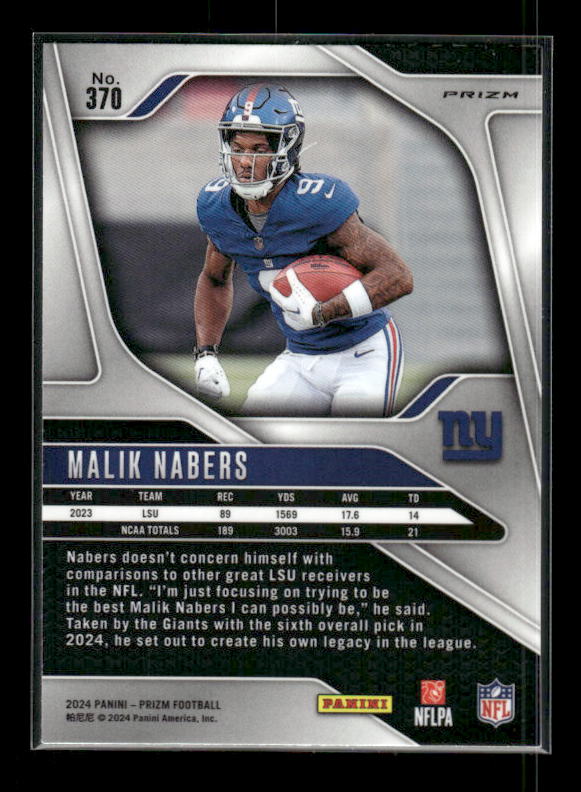 Malik Nabers - 2024 Panini Prizm - Silver Prizm - Rookie