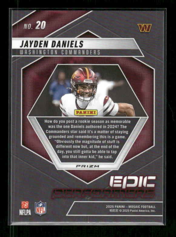 Jayden Daniels - 2025 Mosaic Football - Green Mosaic Epic Performers