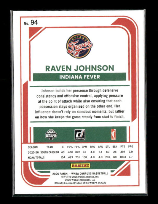 Raven Johnson - 2026 Donruss WNBA - Holo - Rated Rookie