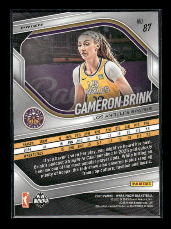 Cameron Brink - 2025 Prizm WNBA - Orange Ice