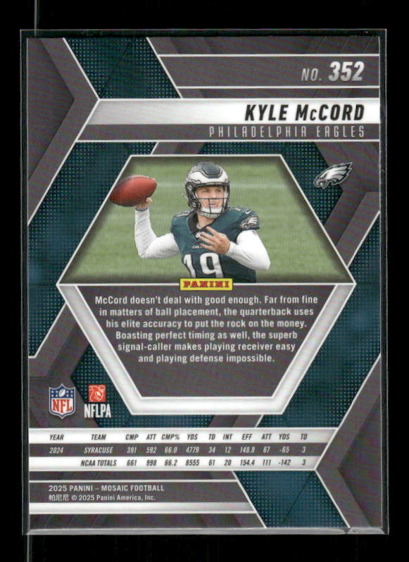 Kyle McCord - 2025 Mosaic Football - Rookie