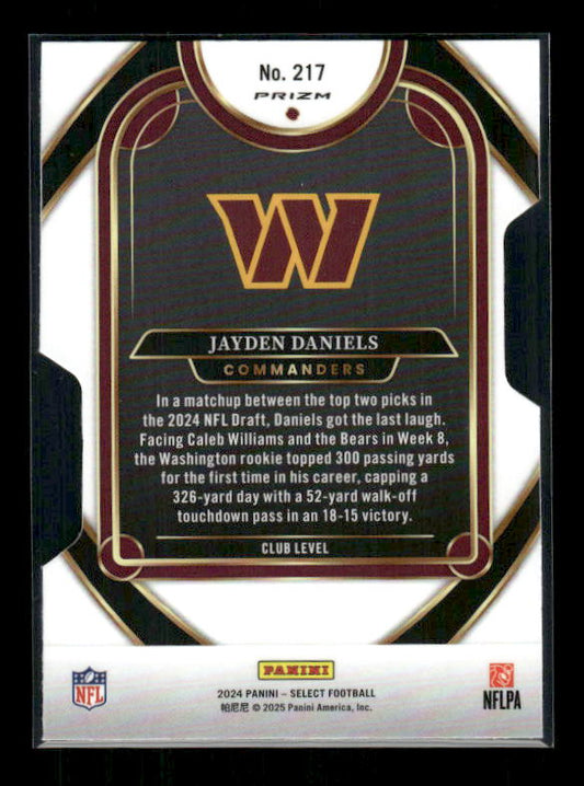 Jayden Daniels - 2024 Select Football - Club Level Silver Die Cut - Rookie