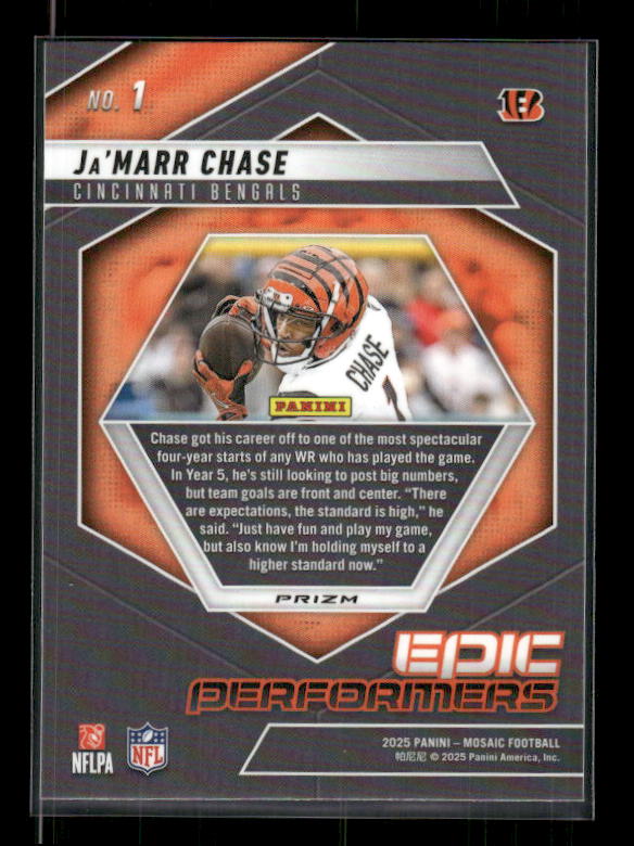 Ja'Marr Chase - 2025 Mosaic Football - Green Mosaic Epic Performers