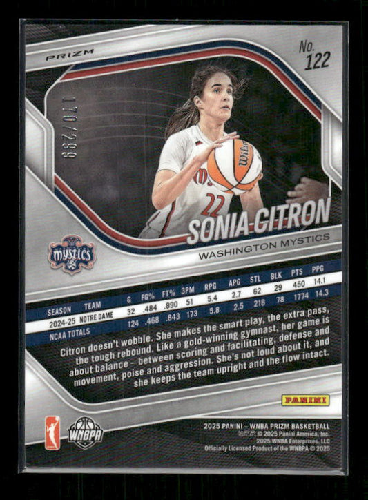 Sonia Citron - 2025 Prizm WNBA - Red Pulsar /299 - Rookie