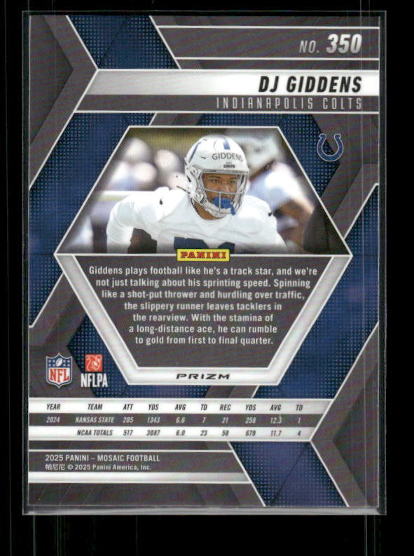 DJ Giddens - 2025 Mosaic Football - Green Mosaic - Rookie