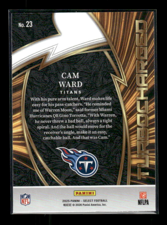 Cam Ward - 2025 Select Football - Turbocharged - Rookie
