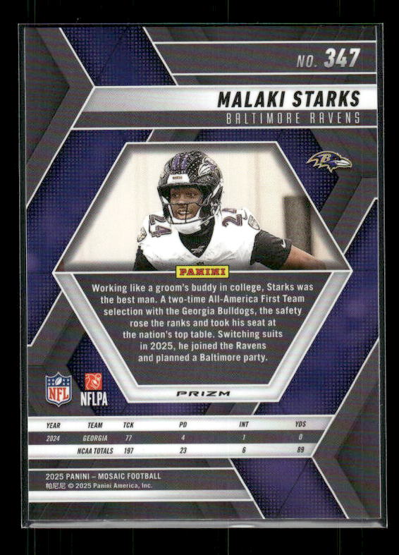 Malaki Starks - 2025 Mosaic Football - Green Mosaic - Rookie