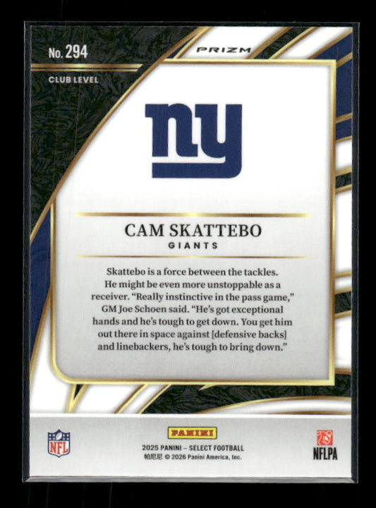 Cam Skattebo - 2025 Select Football - Club Black & Green Shock - Rookie