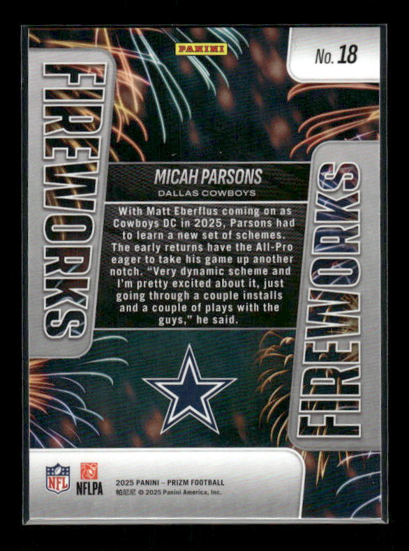 Micah Parsons - 2025 Prizm Football - Fireworks