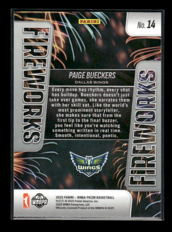 Paige Bueckers - 2025 Prizm WNBA - Fireworks - Rookie